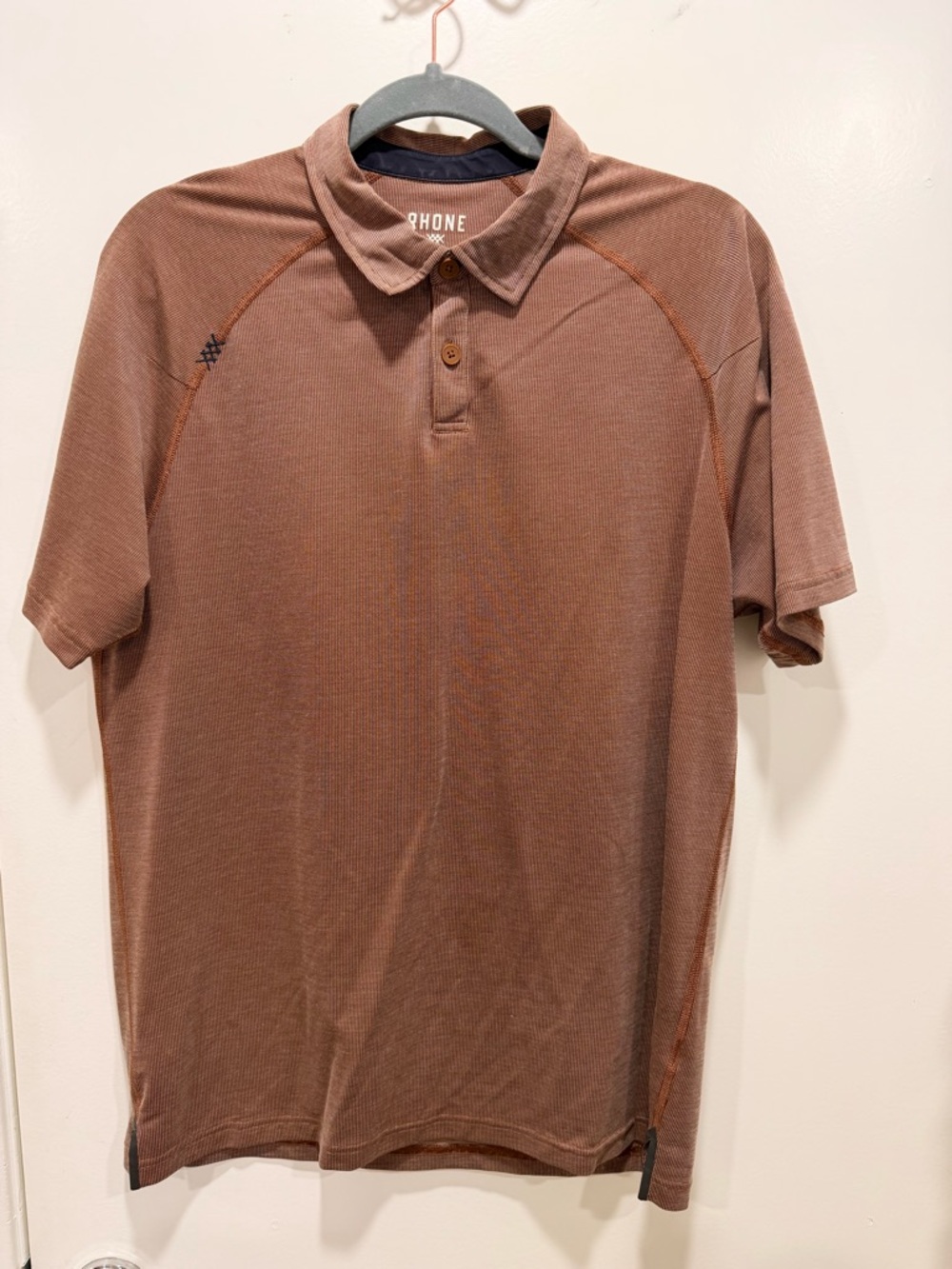 RHONE Men's Brown Short-Sleeve Polo